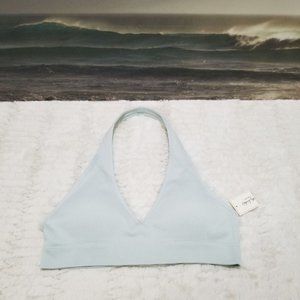 NWT $28 Gilly Hicks Hollister Halter Top Bralette Ribbed Bra Mint Green L Large
